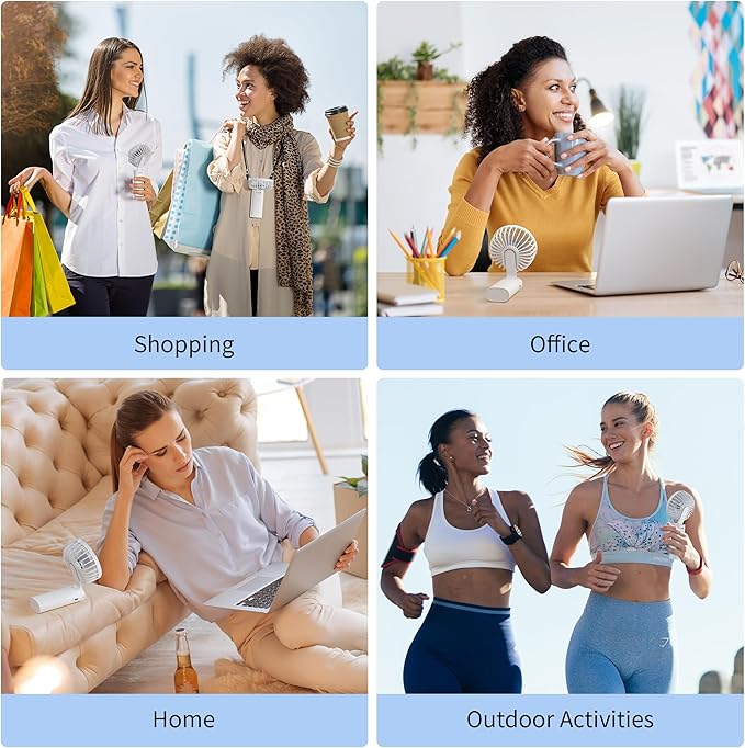Portable Handheld Fan, USB Rechargeable Foldable Mini Personal Fan, 5200mAh, 180 Adjustable, 6 Speed Wind, 3 IN 1 Hand Cooling Desk Fan with LED Display for Home Office School Outdoor Travel, White