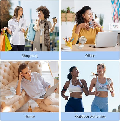 Portable Handheld Fan, USB Rechargeable Foldable Mini Personal Fan, 5200mAh, 180 Adjustable, 6 Speed Wind, 3 IN 1 Hand Cooling Desk Fan with LED Display for Home Office School Outdoor Travel, White