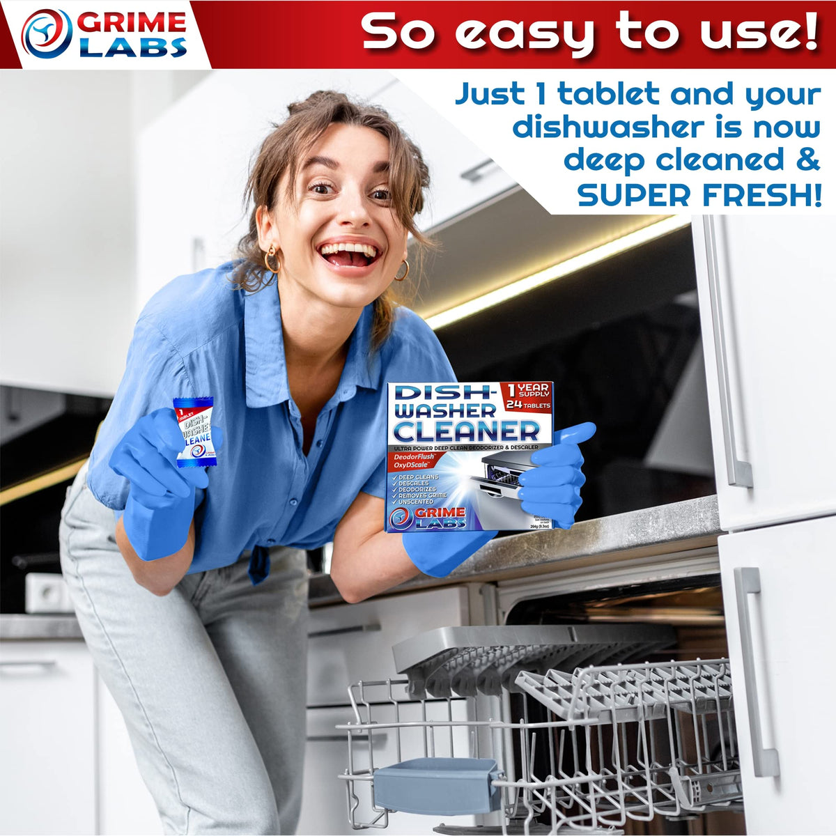 Dishwasher Cleaner Deodorizer Descaler Tablets (24 Count)