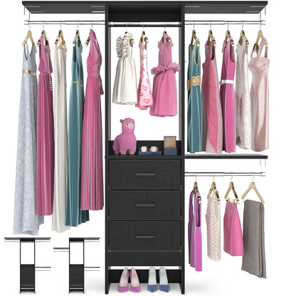 4FT Small Closet System with 3 Fabric Drawers