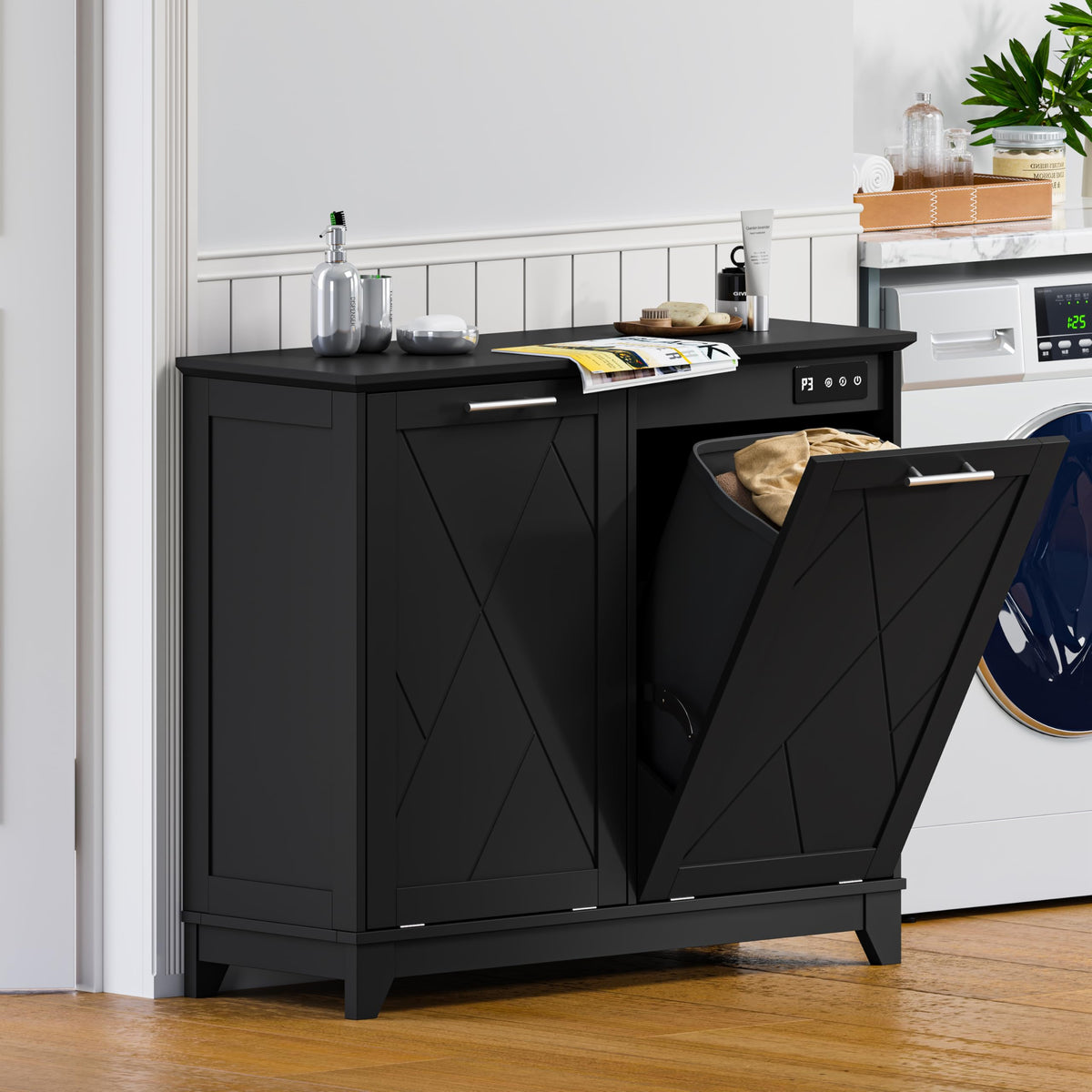 Tilt Out Trash Can Cabinet for 2 Bins