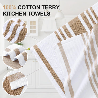 Premium Cotton Stripe Kitchen Towels 3 Pack (3 Count)