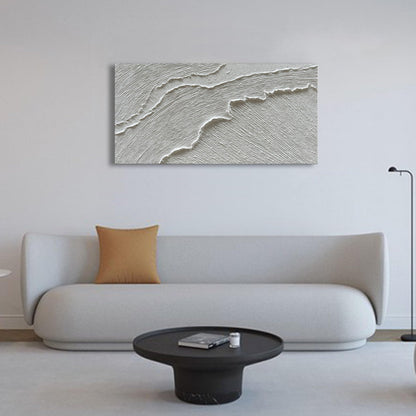 Art A thickly Textured White Abstract Oil Painting Depicting a Beach Wave Landscape. Artwork Suitable for Decorating The Interior Wall as a Decorative Piece 24x48 inches
