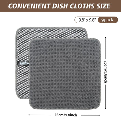 Dish Cloths for Washing Dishes with Scrub Side (9 Count)