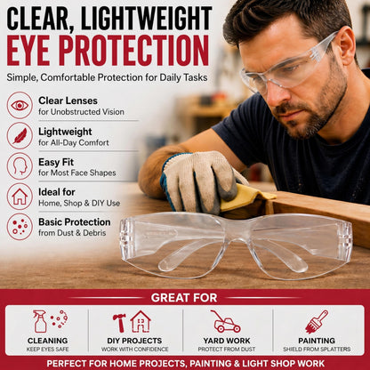Clear Safety Glasses Bulk 6 Pack (6 Count)