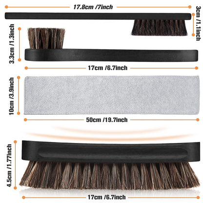 4 Pcs Horsehair Shine Shoes Brush Kit Polish Dauber Applicators Cleaning Leather Shoes Boots Care Brushes Suede Cleaner Brush with Microfiber Shoe Cloth (3.25 Count)