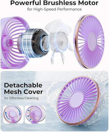 TUNISE Portable Handheld Fan, 4000mAh, 180 Adjustable, 6 Speed Wind, USB Rechargeable Foldable Fan with Real-Time Electricity Display
