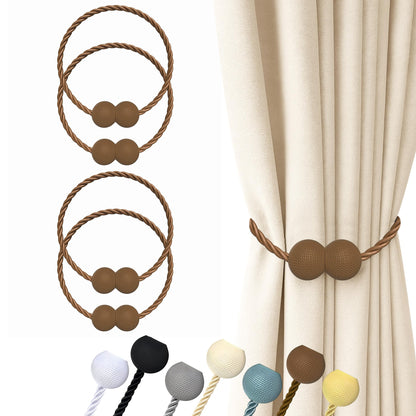 Magnetic Curtain Tiebacks Dark Brown 4pcs