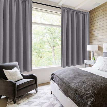 Wide Blackout Curtains for Bedroom Living Room 60 x 63 Inch Long Grey (2 Count)