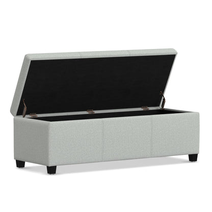 Avalon 48" Wide Linen Look Fabric Storage Ottoman in Grey