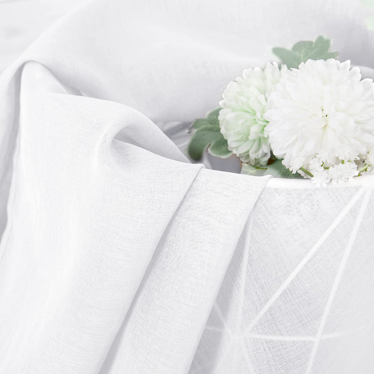 Sheer Curtain Linen Textured Bedroom Curtains Sheer Light Filtering Rod Pocket Voile Curtain for Living Room