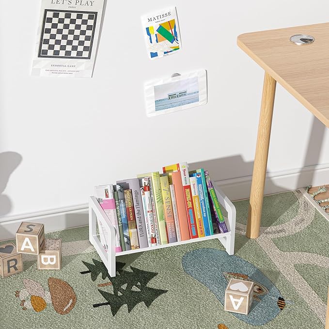ELITEROO Mini Bookshelf for Desk, Desktop Bookcase, Single Cookbook Shelf, Tabletop Book Storage Rack, Tiny Book Organizer for Book Display & Storage, White