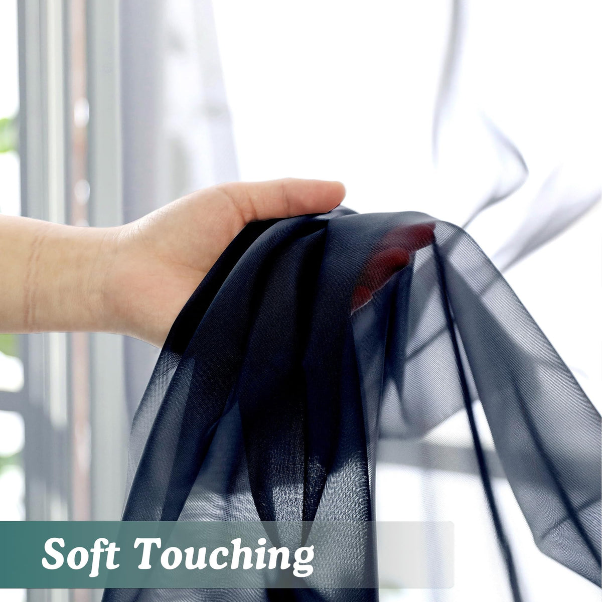 Navy Blue Sheer Valances for Windows (2 Count)