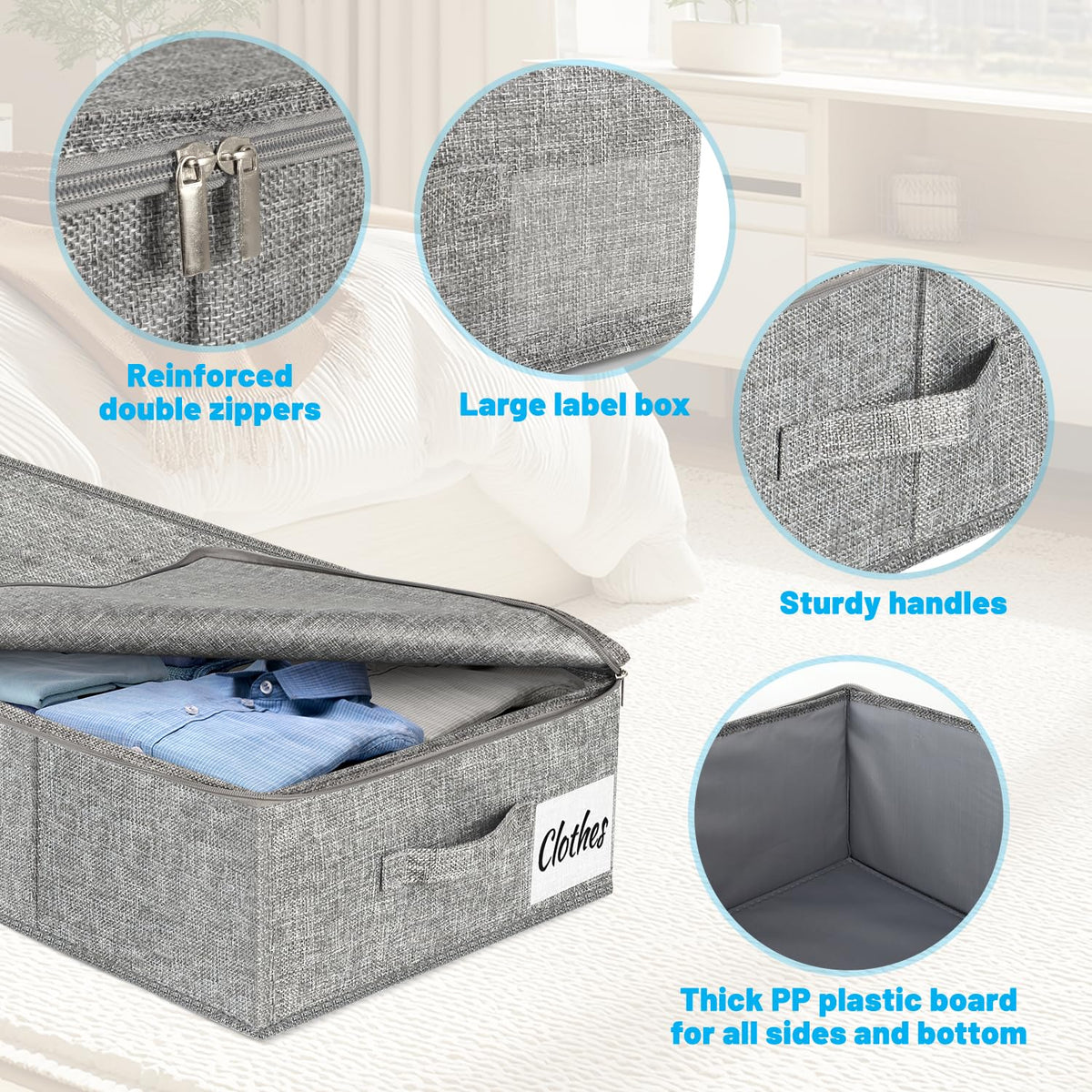 Under Bed Storage Container Bins 4 Pack (4 Count)