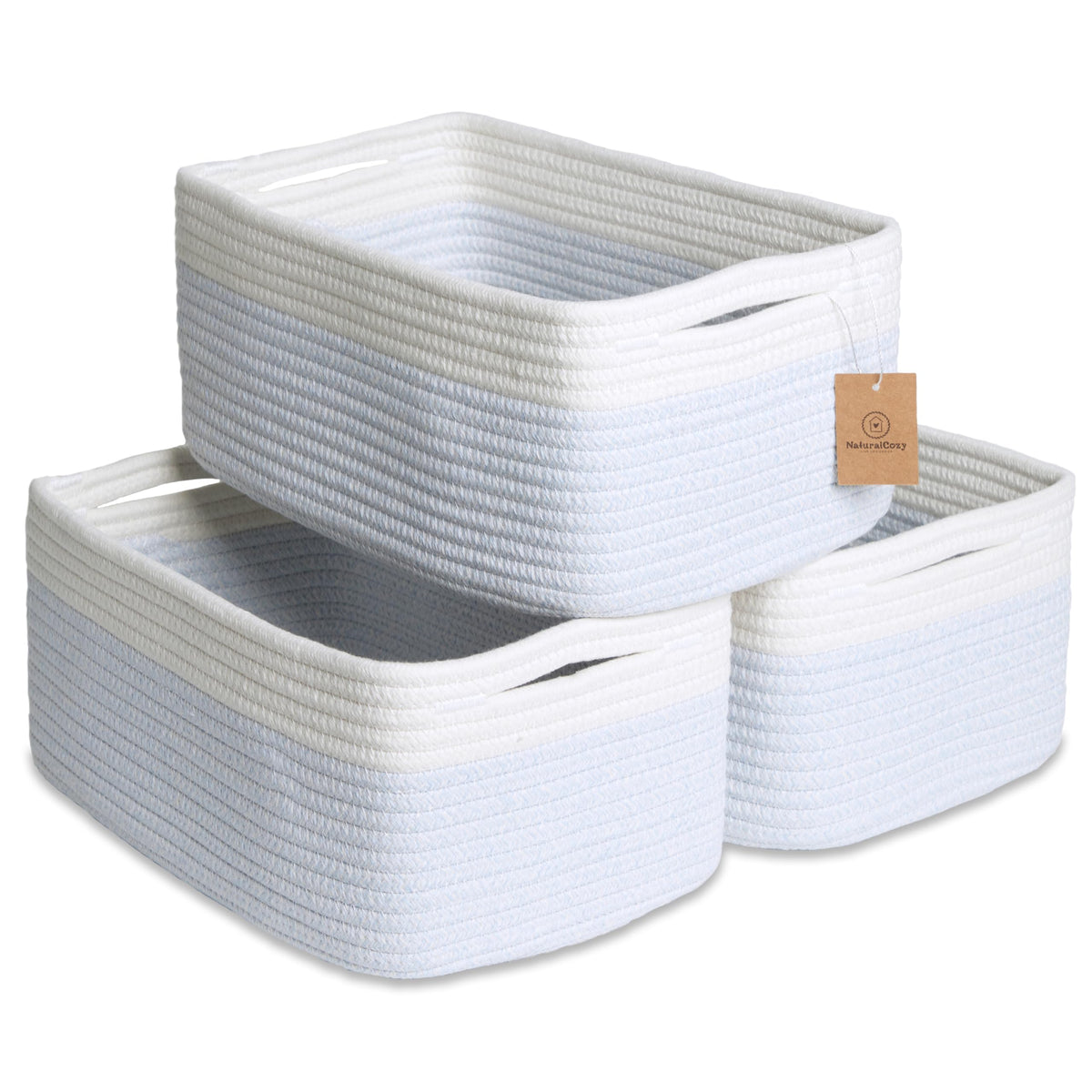 13.5”x8.5”x5.5” Rectangle Storage Baskets for Shelves 3 Pack (3 Count)