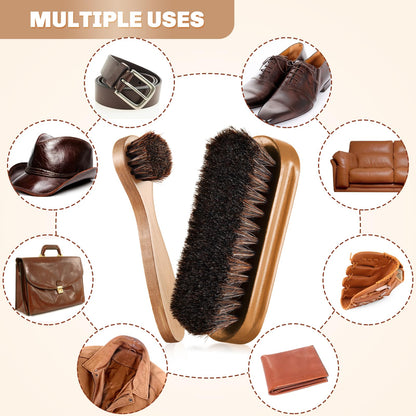 2 Pcs Horsehair Shine Shoes Brush Kit Polish Dauber Applicators Cleaning Leather Shoes Boots Care Brushes Suede Cleaner Brush (3.5 Count)