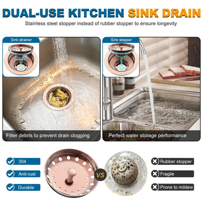 Stainless Steel Copper Sink Drain Strainer Kit 3