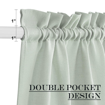 Sage Green Farmhouse Linen French Door Curtains for Window