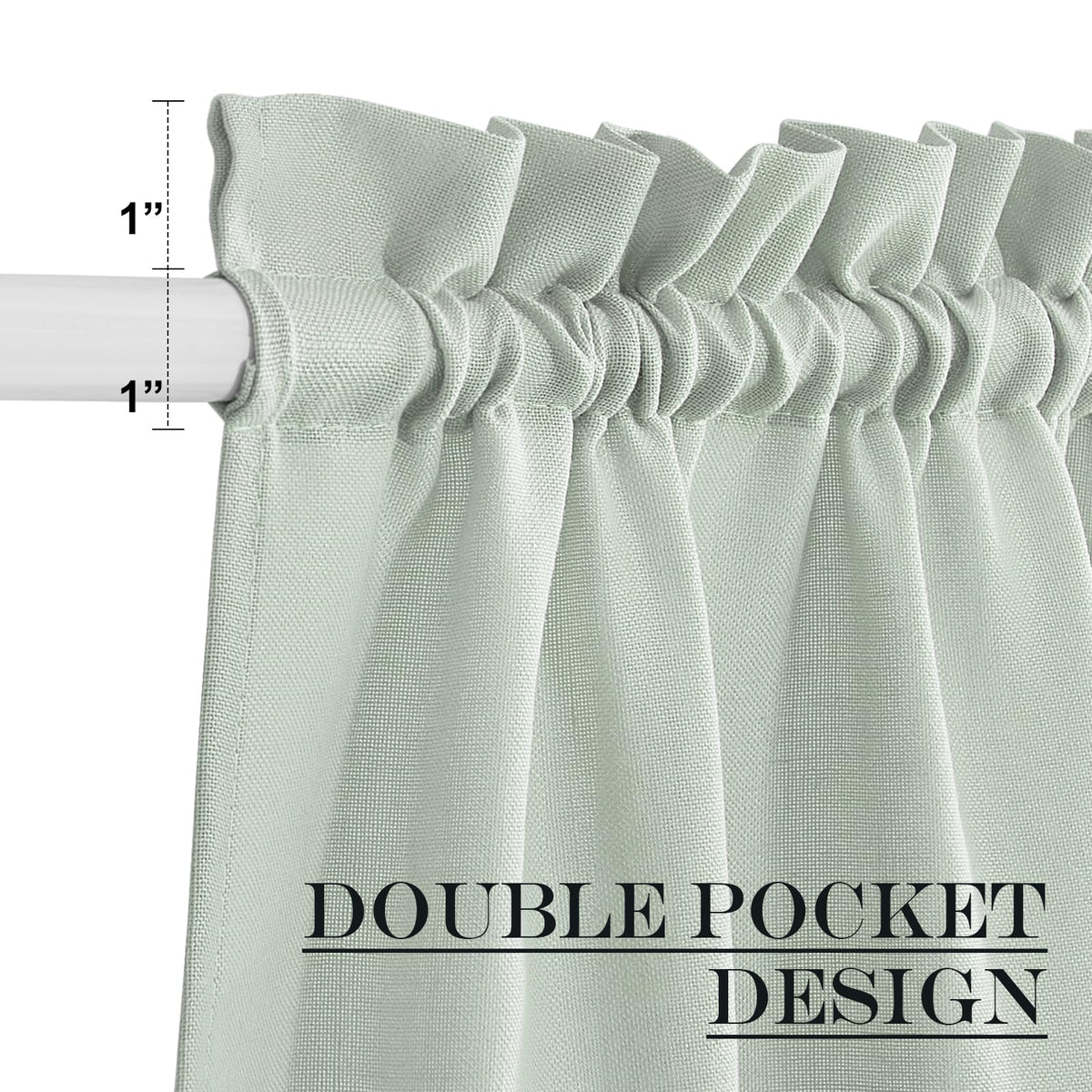 Sage Green Kitchen Sheer Door Window Curtain 26 x 72 inches Long
