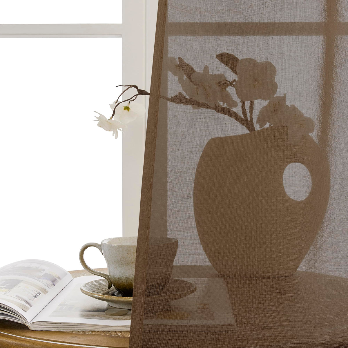Sheer Door Curtain Closet Linen Textured Curtain Sheers Doorway Light Filtering Voile French Door Rod Pocket Curtains Patio Glass Doors