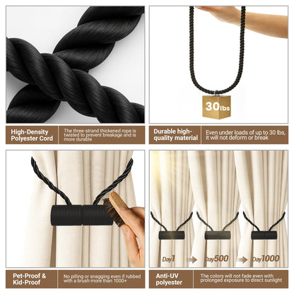 Magnetic Curtain Tiebacks Black 2pcs (2 Count)