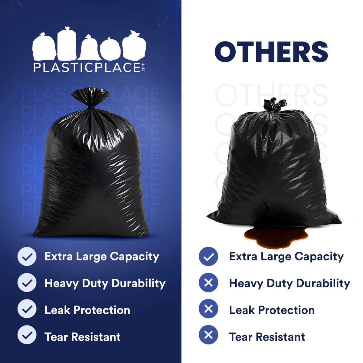 40 45 Gallon Trash Bags │ 2.3 Mil │ Black Heavy Duty Garbage Can Liners │ 40" x 46" (50 Count)