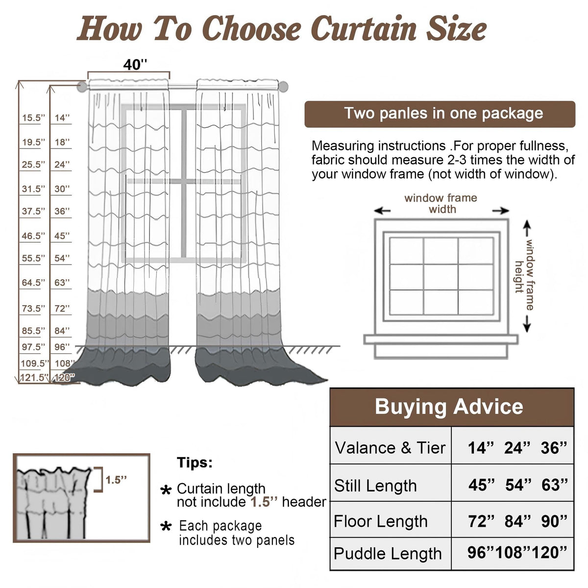 Taupe Sheer Curtains 84 Inches Long for Living Room (2 Count)