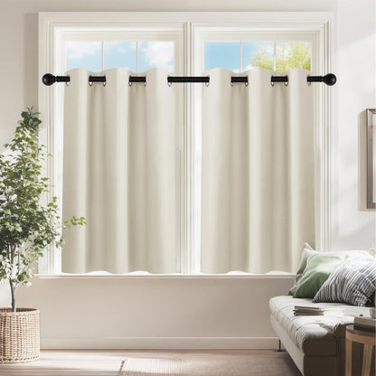 Beige Short Blackout Curtains 36 inch Length for Kitchen (2 Count)