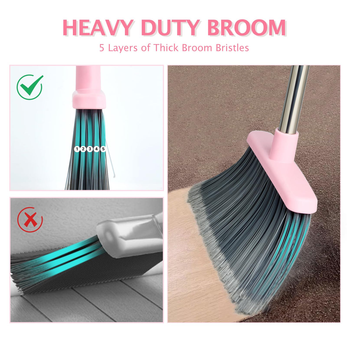 2 Pack Broom and Dustpan Combo Set (2 Count)