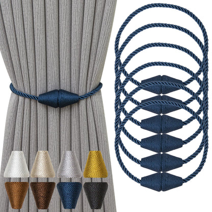 Magnetic Curtain Tiebacks 6 Pack Outdoor Rope Curtain Tie Backs Decorative Window Treatment Holdbacks for Home Decorative Curtain (6 Count)