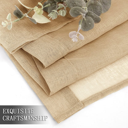 Short Sheer Tier Curtains Linen Textured Half Kitchen Curtain Sheers Light Filtering Rod Pocket Voile Small Curtain for Bathroom