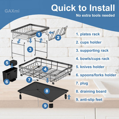 Dish Drying Rack with Drainboard for Kitchen Countertop 2