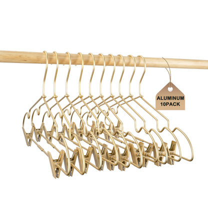 12.5" Gold Metal Baby Clothes Clips Hanger Children Kids Coat Hanger Display and Storage 10Pack (10 Count)