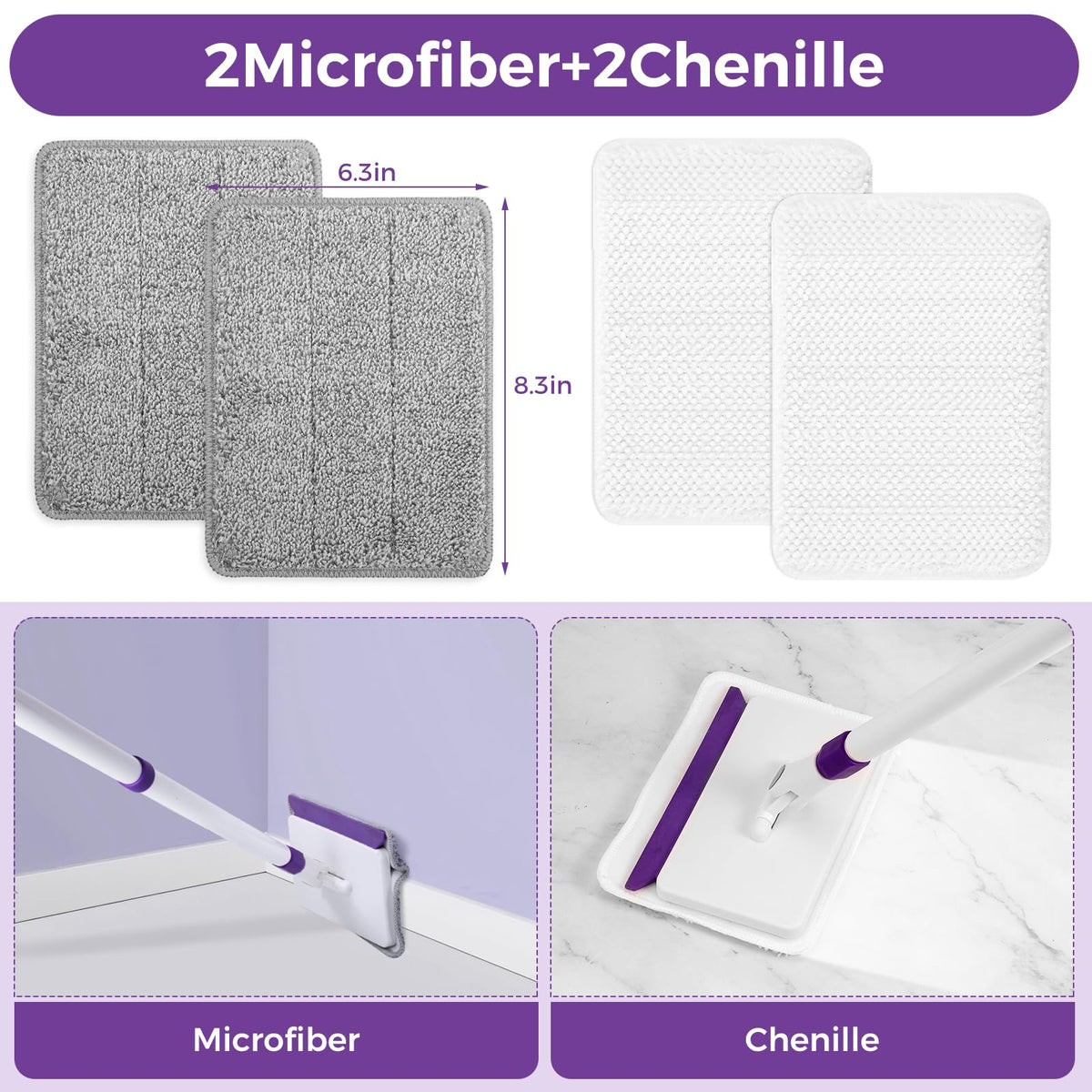 4 Pack Baseboard Cleaner Pad Refills for Wlich (4 Count)