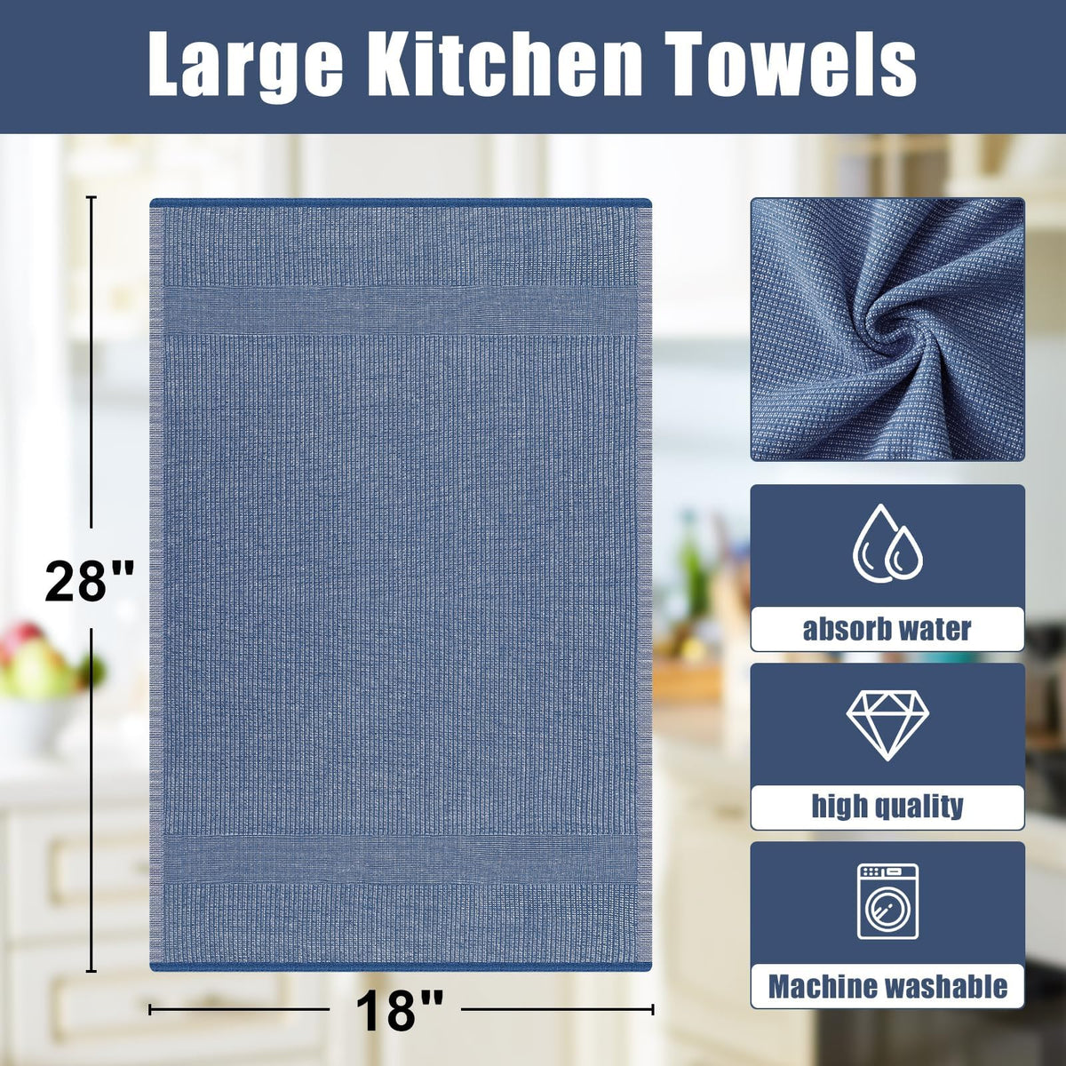 380 GSM Cotton Premium Kitchen Towels 3 Pack (3 Count)
