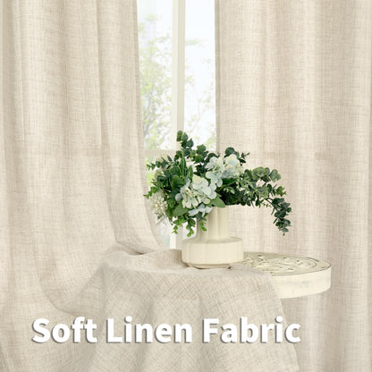 Small Linen Kitchen Curtains 36 Inch Length Window Over Sink (2 Count)