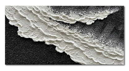 24x48 Inch Hand Painted 3D Ocean Wave Landscape Oil Painting Black and White Abstract Canvas Art Mural Family Wall Decoration Art