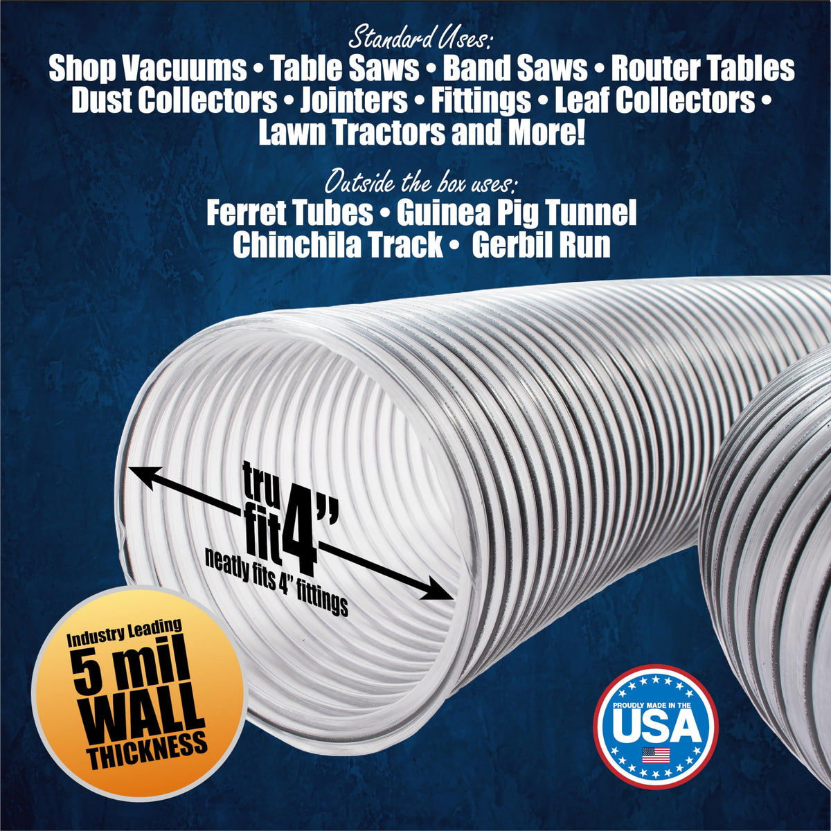 4" x 50' PVC Dust Collection Hose w (6 Count)