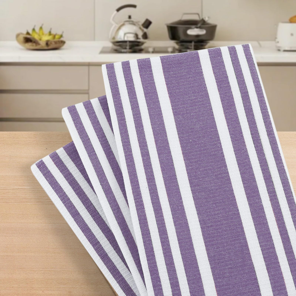 Premium Cotton Stripe Kitchen Towels 8 Pack (8 Count)