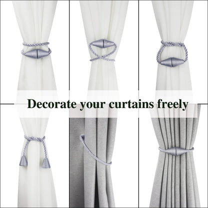 Magnetic Curtain Tiebacks Rope Decorative Holdbacks for Drapes Nieffeiy