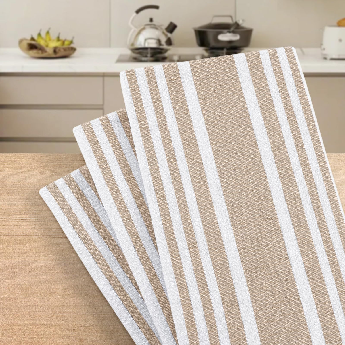 Premium Cotton Stripe Kitchen Towels 3 Pack (3 Count)