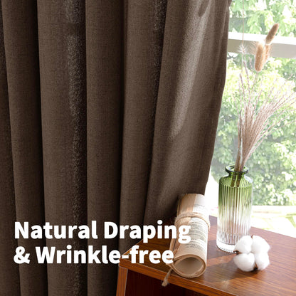 Brown Linen Curtains 36 Inches Long (2 Count)