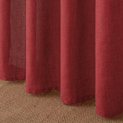 Burgundy Red Linen Kitchen Window Curtains 40 Inch Long (2 Count)