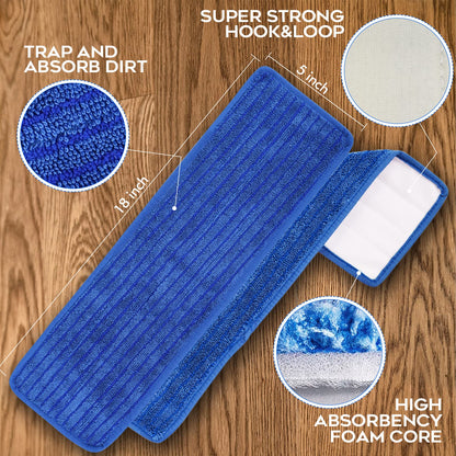 Matthew 18'' 36 Pcs Microfiber Mop Replacement Pads for Wet Dry Multi (36 Count)