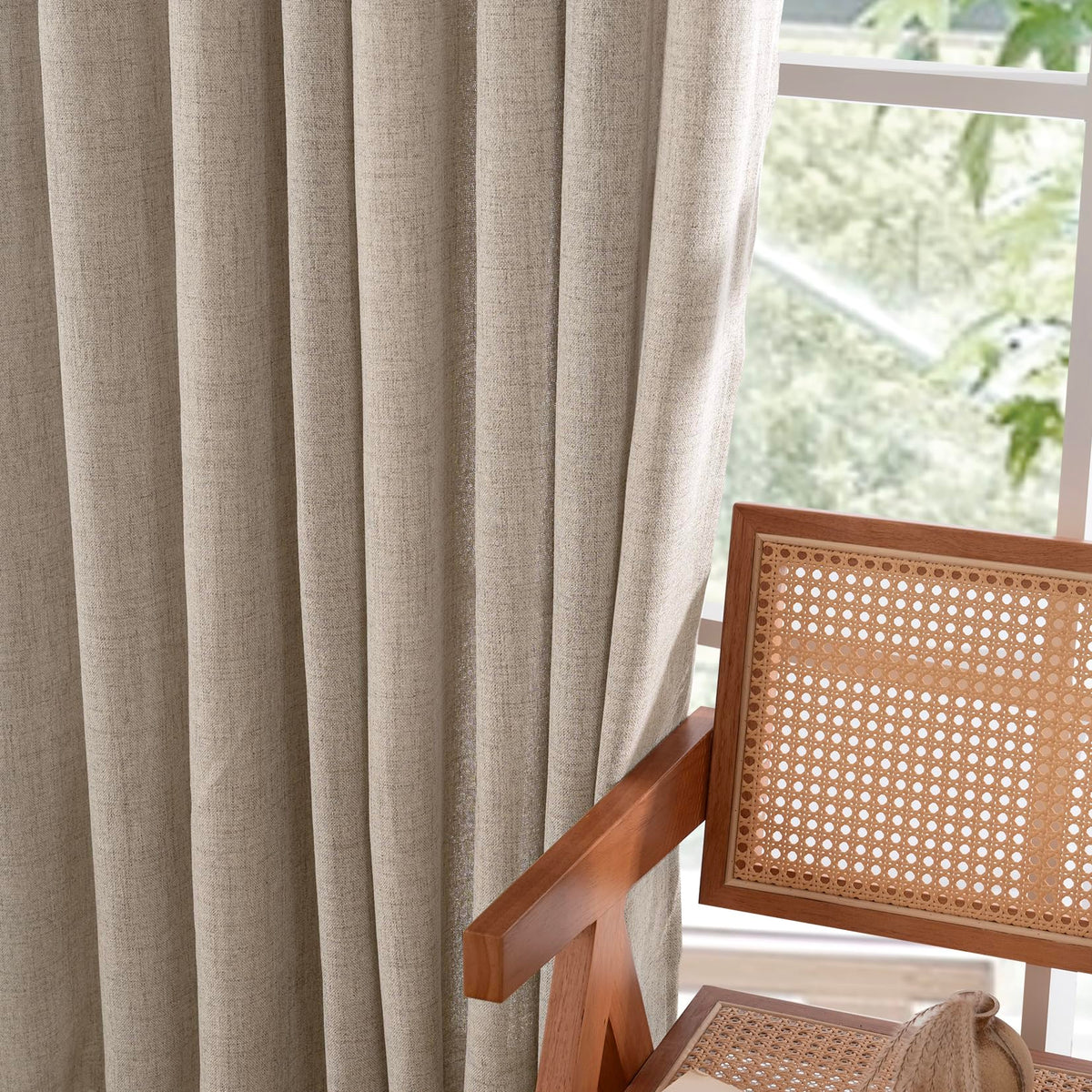 Oatmeal Linen Semi Sheer Curtains 38 X 63 Inch Length 2 Panels (2 Count)