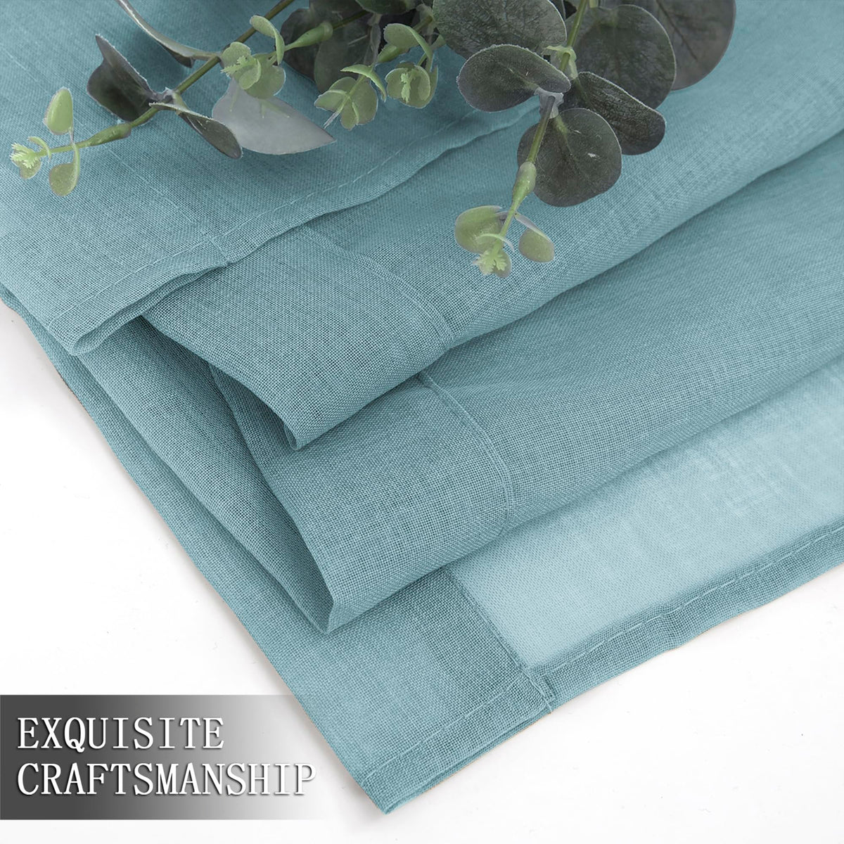 Sheer Curtain Linen Textured Living Room Curtains Sheer Light Filtering Rod Pocket Voile Curtain for Bedroom
