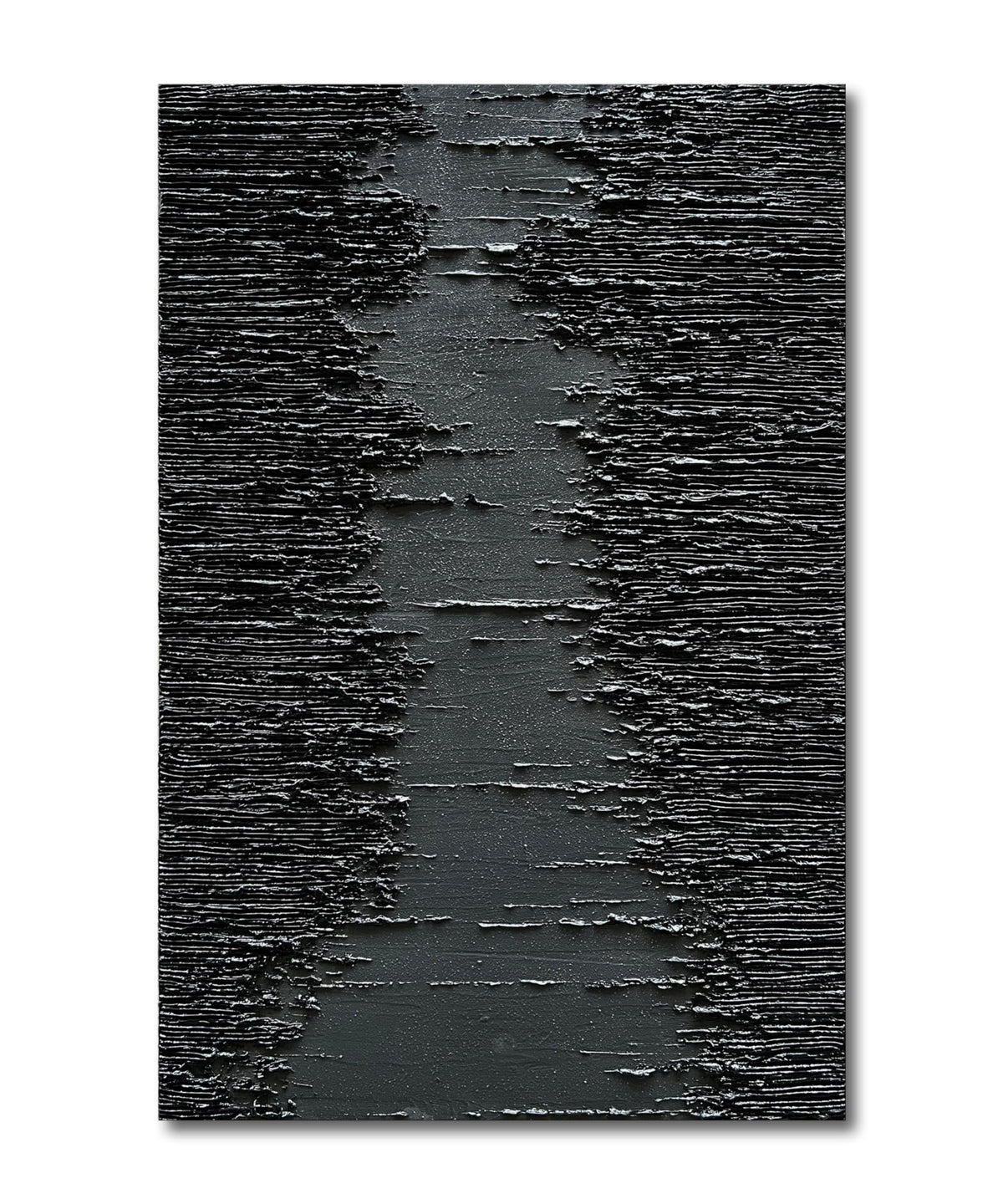 Art Hand Painted Thick Texture Black Minimalist Oil Painting 45x30 Inchs Texture Abstract Painting Home Wall Decorative Art