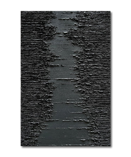 Art Hand Painted Thick Texture Black Minimalist Oil Painting 45x30 Inchs Texture Abstract Painting Home Wall Decorative Art