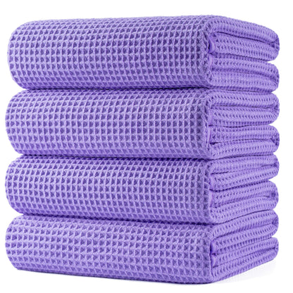 430 GSM Poly Blend Microfiber Quick Dry Waffle Bath Towel (4 Count)