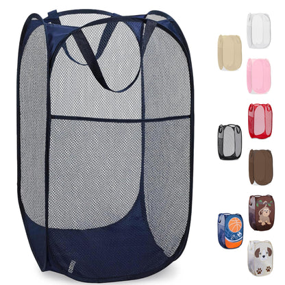 Collapsible Mesh Foldable Hamper 14" x 14' x 24" Navy Blue